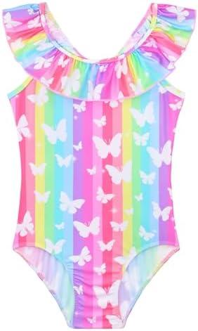 Snowheart Girls Swimsuit One Piece Bathing Suit Kids Quick Dry Shoudler Ruffle Floral Swimwear Size 140