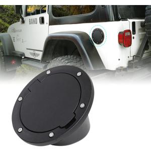 JeCar Gas Cap Cover Aluminum Fuel Filler Door for Jeep Wrangler 1997-2006 TJ, Black