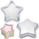 Teenyyou 2 Pcs 8 Inch Star Shaped Cake Pan Aluminum Star Pancake Mold Nonstick Pentagram Shaped Baking Pan Tins Bakeware Tool for Birthday Anniversary Wedding Party Bridal Baby Shower
