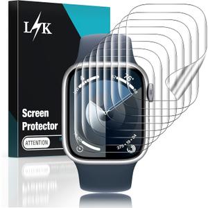 L K [8 pack] LϟK Designed for Apple Watch Series 9/8/7 Screen Protector 45mm- [Anti-Scratch+Self-Healing+Ultra-Thin+ 0 Bubble] HD TPU Flexible Film for iWatch S9 45mm 2023