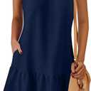 PRETTYGARDEN Casual Short Summer Dresses for Women 2025 Sleeveless Crewneck Cute Ruffle Loose Vacation Mini Tshirt Dress