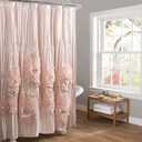 Lush Decor Serena Shower Curtain, 72" W x 72" L, Blush -Ruffled Bathroom Curtain - Pink Fabric Shower Curtains - Coquette Decor