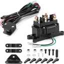 12V 250A Winch Solenoid Relay Contactor Truck for ATV UTV 2000-5000lbs with & Contactor Winch Rocker Thumb Switch Kit and 6 Protecting Caps, for 63070, 62135, 74900, 2875714, 70715