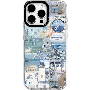 for iPhone 12 Pro Max Case, Nostalgic Beach Collage Pattern, Beach Soft Slim TPU Compatible with MagSafe, Military-Grade Drop Protection & Camera Protection for Women Girls (EastCoast)