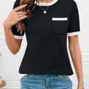 Rapbin Short Sleeve Sweater for Women Spring Summer Knit Tops Crew Neck Casual Lightweight Pullover Sweaters with Pocket (Black, S)