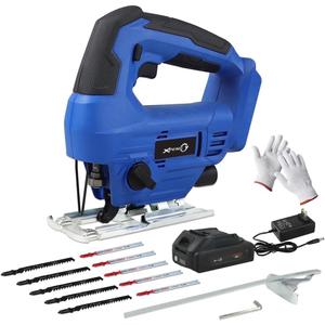 Cordless Jig Saw 2400RPM Variable Speed with 20V 2.0Ah Battery Charger 10PCS Saw Blades Parallel Guide 0- 45 Bevel Cuts, LED Light, 4 Orbital Settings for Straight/Curve/Circle Cutting
