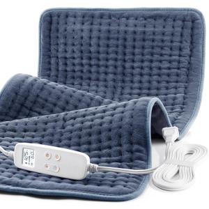 Heating Pad for Back Pain Relief, Extra Large 33 x 17, Portable Heating Pad for Shoulder, Neck, Cramp, Menstrual Pain, with Upgraded 6 Timer & 6 Temperature Controller (Gray)