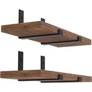 Shelf Bracket, Heavy Duty Floating Shelf Brackets 10-Inch Long, 4-Pack Brackets for Shelves, Black Coated J Shape Metal Wall Shelf Support Brackets with 1/5-Inch Thick and 160 lb. Load Capacity