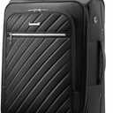 LUGGEX Carry On Luggage with Spinner Wheels - Stylish Lightweight Carry On Suitcase - Soft Sided 22x14x9 airline approved with Front Open Design for Travel, Business (Black, 20 Inch)