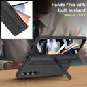 for Samsung Galaxy Z Fold 4 Case with New Slim S Pen (2023) Holder & Capacitance Pen, Screen Protector, Hinge Protection, Camera Protection Stand Cover 5G 2022, Black