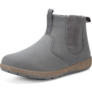 Womens Mens Chelsea Boots Minimalist Winter Snow Boots Wide Width Ankle Booties with Arch Support Slip-on Short Boot Shoes (Grey)
