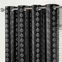 jinchan 95% Blackout Boho Curtains 96 Inch Length for Bedroom Black on Beige Geometric Printed Grommet Top Room Darkening Thermal Insulated Window Drapes 2 Panels