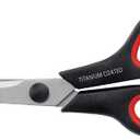 Scissors 8" Multipurpose Right/Left Handed Titanium Coated Sturdy Sharp Scissors for Office Home School Students (Black W Red)