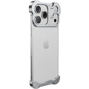 Frameless Series Designed for iPhone 17 Pro Max Case,Minimalist Protective Shock Absorption Aerospace Grade Aluminum Shells & Elastomer Inlays Easy Fit,Shockproof Bumper Cover,Silver