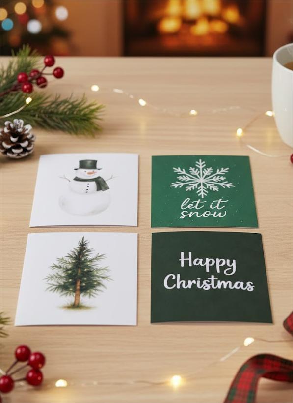FGFK Neutral Beige Christmas Wall Art Prints Set of 4, Modern Holiday Winter Snowflake Cute Gingerbread Merry Christmas Posters Pictures Wall Decor for Home Bedroom Living Room, 8x10 Unframed