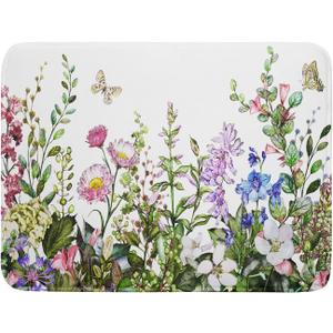 2 x Spring Summer Floral Dish Drying Mat With Absorbent Reversible Microfiber Green Leaf Plants Flowers Drying Mats 18 x 24 Inch Dish Drainer Mat Fast Dry For Kitchen Dining Room