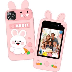 Kids Smart Phone Toy, 2.8" Touchscreen Dual Camera Play Phone with 20 Puzzle Games, Educational Toy for Toddlers 3-10, MP3/Story Recorder, Christmas Birthday Gift for Boys Girls (Pink)