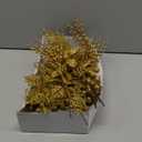 Alupssuc 24 Pcs 3 Styles Glitter Christmas Tree Picks and Holly Berry Stems Christmas Decorations Set, Poinsettia Flowers Artificial for Xmas Tree Ornaments or Party Wreath Fireplace, Gold