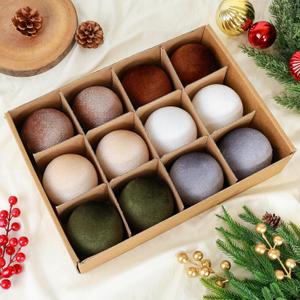 Christmas Tree Ornaments Velvet Balls, 3.15in Large Velvet Christmas Balls Ornaments for Tree Decorations Shatterproof Flocked Hanging Ornaments Xmas Holiday Party Home Decor, Muti-A, 12Pcs