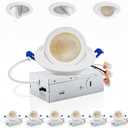 Adetu 3 Inch 5CCT Gimbal Led Recessed Lighting with Junction Box, 2700K/3000K/3500K/4000K/5000K Selectable, 7W Eqv 80W, 360+90 Adjustable Recessed Lights, 800LM Brightness - ETL (White, 6 Pack)