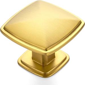 Ravinte 10 Pack Gold Kitchen Cabinet Square Knob Single Hole Cabinet Hardware for Dresser Drawer Cabinet Pulls Drawer Knobs Cabinet Knobs Contemporary Antique Rustic