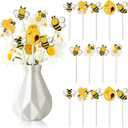 TICIAGA Bee Double-Sided Wooden Picks - 28PCS Cute Summer Honeybee Wooden Decorative Pick for Home Vase Filler Colorful Wood Bee Nectar Decorative Pick for Farmhouse Decor Summer Decorations for Table
