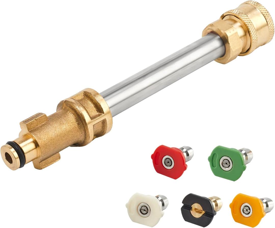 Replacement for Pressure Washer Gun Adapter Ryobi, Portland, Greenworks, Husky, Replacement wand with 5 Nozzle Tips, 1/4 Inch Quick Connector Silver