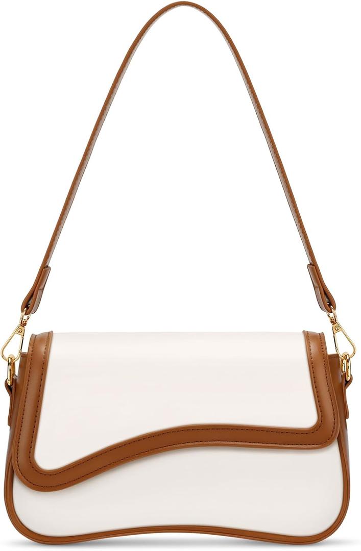 KKXIU Shoulder Bag for Women Small Clutch Purses Cute Hobo Handbag Trendy Underarm Bag (Beige and Brown)