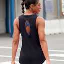 RUNNING GIRL Racerback Running Yoga Athletic Tank Tops for Women, Sleeveless Workout Tank Tops Woman Tennis Shirts (Black, XXL)