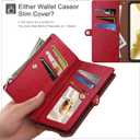XcaseBar for iPhone 15 Pro Max 6.7" Wallet case with Zipper Credit Card Holder RFID Blocking,Flip Folio Book PU Leather Shockproof Protective Cover Women Men for Apple 15 ProMax Phone case Red