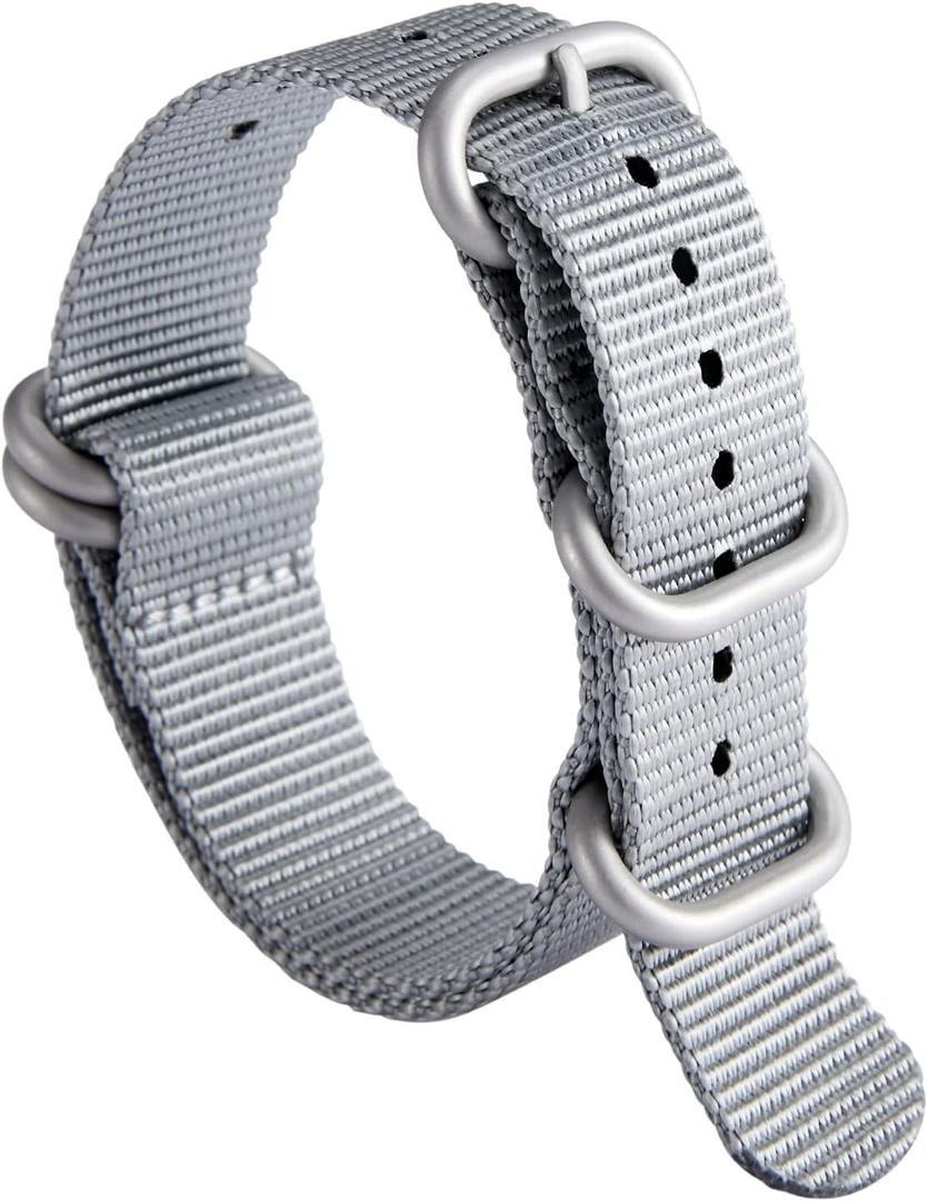 BINLUN Premium Ballistic Nylon Watch Strap, Heavy Duty 5-Ring Replacement Watch Band with Stainless Steel Buckle, Durable & Comfortable Sport Band for Men Women, Fits 18-24mm