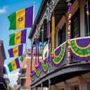 10 Pcs Mardi Gras Flag Bunting Set 4 59 x 35 Mardi Gras Flag 6 33 x 19 Bunting Happy Carnival Decoration Canvas Header and Double Stitched Fat Tuesday Flags Polyester with Brass Grommets