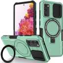 Phone Case for Samsung S20 FE 5G with Ring Holder Magnetic Black, Camera Lens Protector Cover for Samsung Galaxy S20 FE Case Shockproof Anti-Slip Slim (Green)