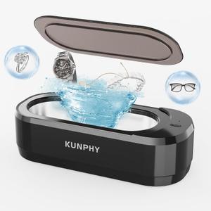 KUNPHY Ultrasonic Jewelry Cleaner, Jewelry Cleaner Machine 12oz 46KHz, Professional Sonic Cleaner with One-Touch Operation, Sonic Cleaner for Rings, Glasses, Jewelry, Dentures (Black) KUNPHY Ultrasonic Jewelry Cleaner, Jewelry Cleaner Machine 12oz 46KHz, Professional Sonic Cleaner with One-Touch Operation, Sonic Cleaner for Rings, Glasses, Jewelry, Dentures (Black)