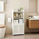 HAYOFAMY Bathroom Storage Cabinet, 4-Tier White Floor Cabinet Freestanding Organizer with Door for Living Room Kitchen Small Space (8.7" D x 14.2" W x 29.5" H)