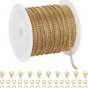 SMYHTGLIF 10 Meters Gold Stainless Steel Jewelry Making Chains - Curb Cuban Bulk DIY Craft Chain Spool for Jewelry Findings