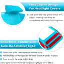 Front Grille Mesh Inserts & Headlight Cover for Jeep Wrangler JL JLU Sport & Sport S Only 2018-2023 Exterior Accessories Clip-in Grille Guard Cover Headlight Bezels Trim Ring (Light Blue 9PCS)