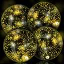 HyDren 3 Pack LED Light up Beach Ball 12 Inches Glow in The Dark Pool Balls Confetti Glitters Inflatable Light up Beach Ball Pool Toys for Teens Adults Summer Disco Party Favors (Gold)