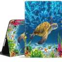 WEUIUJKILO Case for Samsung Galaxy Tab S5e 10.5 inch 2019 (Model: SM-T720/T725/T727), Slim PU Leather Folding Stand Smart Cover with Auto Sleep/Wake, Sea Turtle