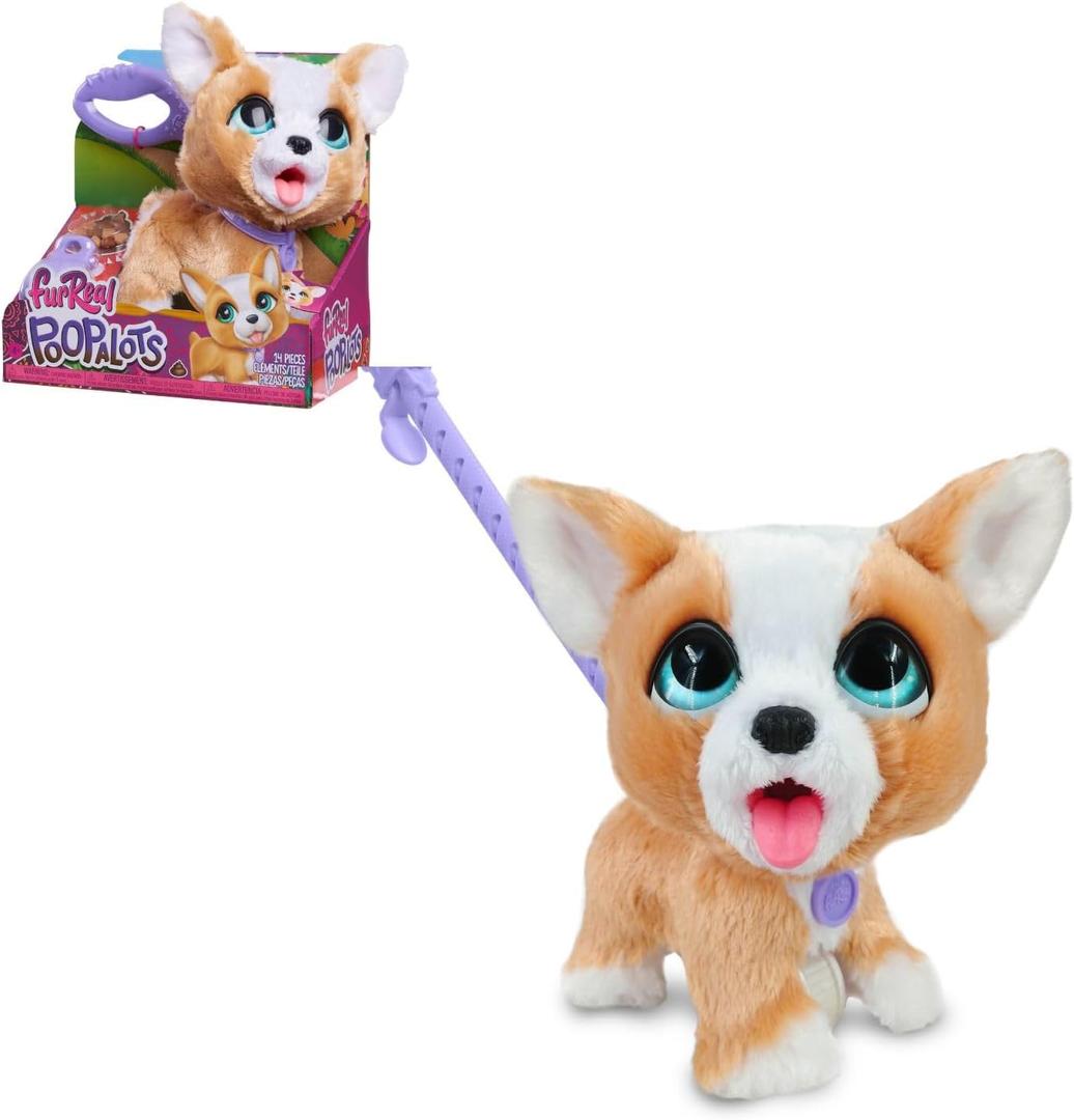 furReal Poop-A-Lots Corgi Interactive 8-inch Walking Plush Stuffed Animal, Pooping Puppy with Leash, 14-pieces, Kids Toys for Ages 4 Up by Just Play