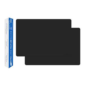 GASARÉ, Set of 2, Extra Large, Thick, Silicone Mats for Kitchen Counter, Heat Resistant Mats, Countertop Protector, Non-Slip, Easy to Clean, 25 x 17 Inches x 1.4mm, Black