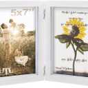 5x7 Picture Frames Double Hinged MDF Wood White Shadow Box with Glass Front Stand Vertical on Tabletop