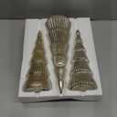 3 Pcs Mercury Glass Christmas Tree with Lights Table Top Gold Christmas Tree Holiday Home Tabletop Centerpieces Mantle Decor (Gold-Round)