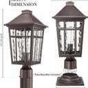 Darkaway Large Outdoor Post Lights Lamp Post Light Fixture, 17inch Waterproof Aluminum Housing with Water Ripple Glass, Fence Post Deck Lighting for Garden Patio Pathway, Large-1 Pack