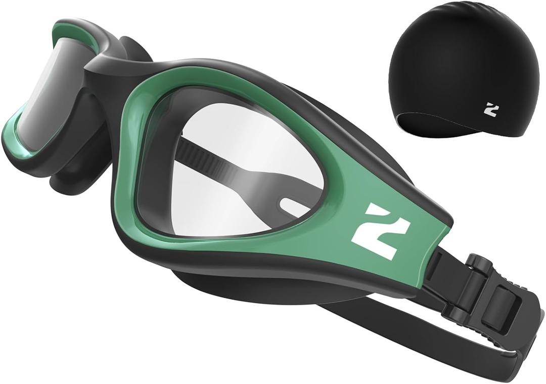 ZIONOR G1 Lite Swim Goggles, Anti-Fog UV Protection, Leakproof Comfortable Fit for Adult Men Women, Includes Swim Cap