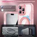 Privacy Case for iPhone 16 Pro Max with 360Stand [Built-in Anti Peeping Screen Protector] [Compatible with MagSafe] [Magnetic Ring ] Full Body Protective Phone Cover 6.9", Pink