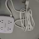 10 Ft Surge Protector Power Strip - YISHU 3 Side Outlet Extender with 8 Widely AC Outlets and 4 USB Ports, 10 Feet Extension Cord with Flat Plug, Wall Mount Desk USB Charging Station, ETL,White