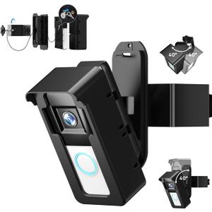 Doorbell Mount for Ring/Blink: No Drill Mount with Anti-Theft Steel Cable and Triple-Direction Adjustment Design, Video Camera Holder for Home Apartment Rental (Purple)