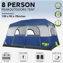 PEAK OUTDOORS Instant Tent 8 Person Tents for Camping, 60 Second Easy Setup Portable Camping Cabin Tent with Rainfly, Waterproof Pop Up Tents for Family Camping & Hiking with Expandable Carry Bag