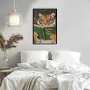 Motivational Tiger Reading Wall Art Canvas Prints Humorous Bookworm whimsical Animal Posters Playful Modern Artwork for Study Library Office Decor 12x16inch Black Aluminum Frame (12L" x 16W")